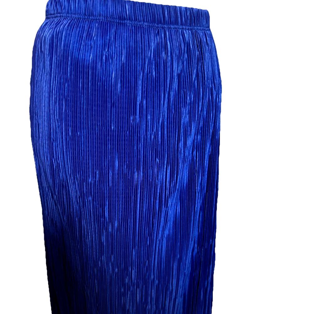 VTG 70s Pleated Maxi Skirt Silky Royal Blue Wrinkle Resistant Travel Retro USA S
